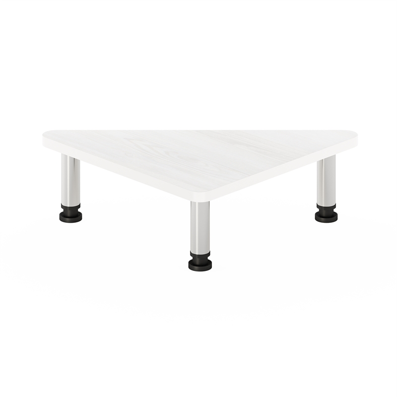 Pemberly Row Corner Monitor Riser Stand with Stainless Steel Tubes in White