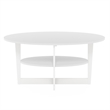 Pemberly Row Contemporary Wood Oval Coffee Table in White Finish