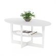 Pemberly Row Contemporary Wood Oval Coffee Table in White Finish