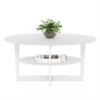 Pemberly Row Contemporary Wood Oval Coffee Table in White Finish