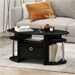 Pemberly Row Oval Coffee Table with Bin in Stainless Steel Tubes