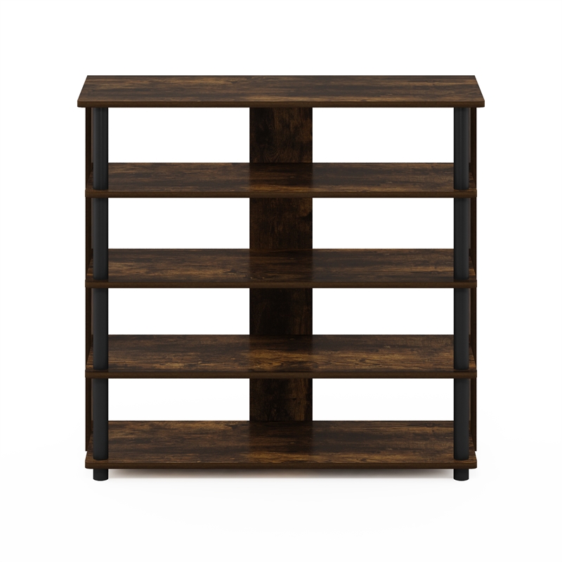 Pemberly Row Turn-N-Tube 5-Tier Wide Shoe Rack in Amber Pine/Black