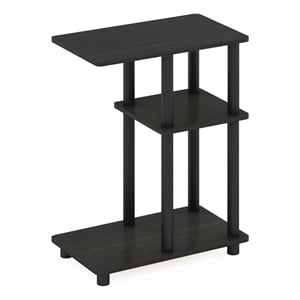 Pemberly Row Turn-N-Tube C Shape Sofa Side Table in Espresso/Black