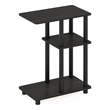 Pemberly Row Turn-N-Tube C Shape Sofa Side Table in Espresso/Black