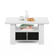 Pemberly Row Contemporary Coffee Table with Bin Drawer in White/Black