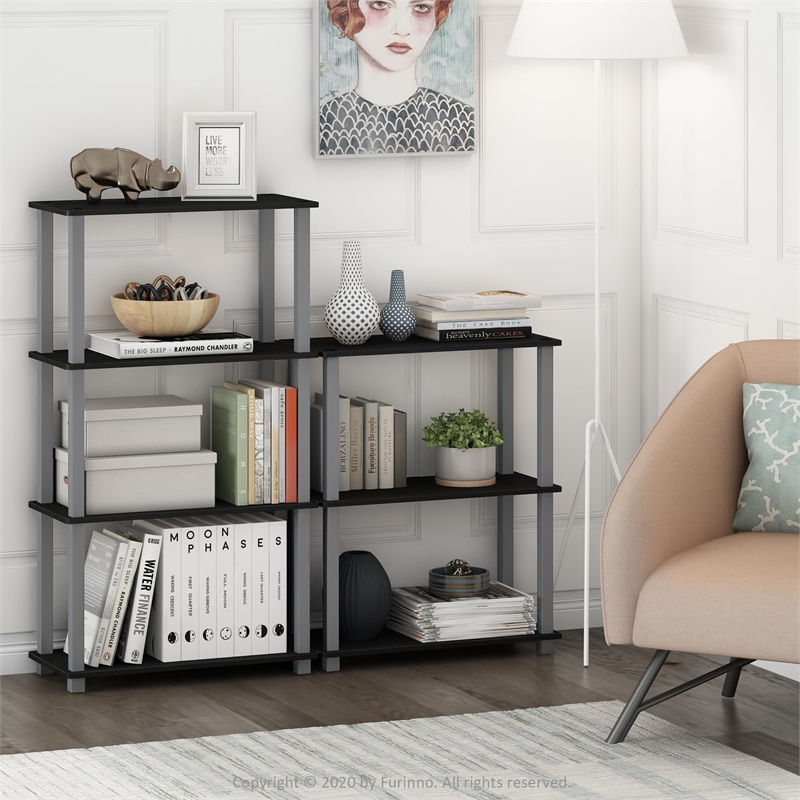Pemberly Row Turn-S-Tube 3-Tier Shelf Display Rack in Black Set of 2