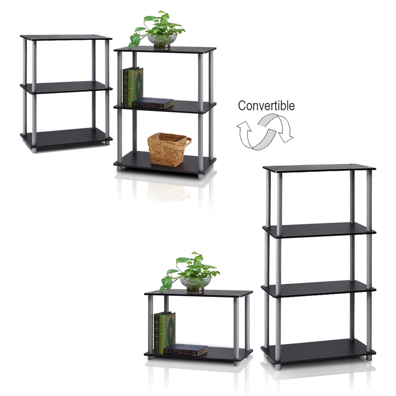 Pemberly Row Turn-N-Tube 3-Tier Shelf Display Rack in Black Set of 2