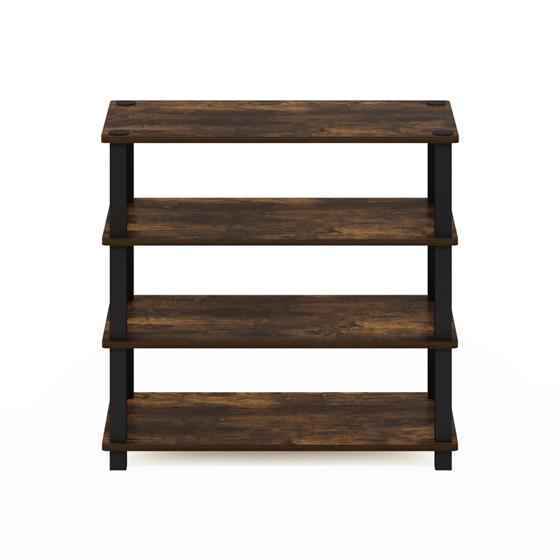 Pemberly Row Turn-S-Tube 4-Tier Shoe Rack in Amber Pine/Black