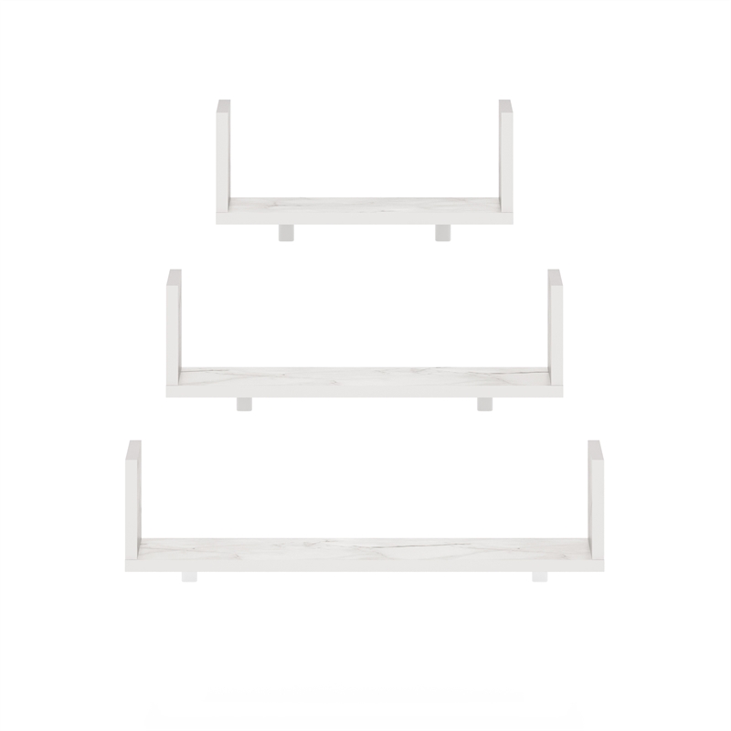 Pemberly Row Bedroom Decor Wall Mounted Floating Display Shelves in Set of 3
