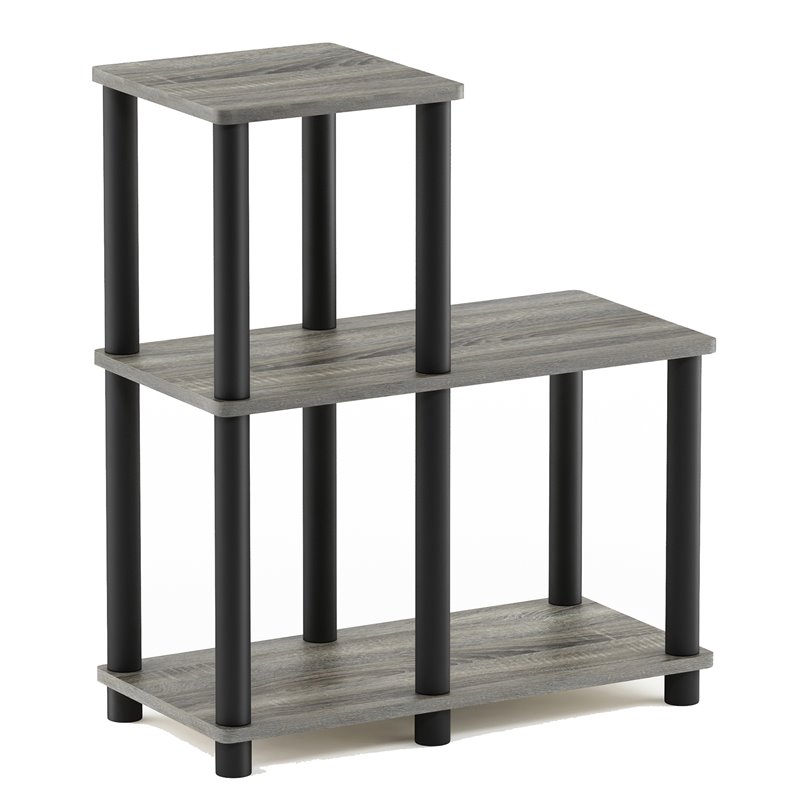 Pemberly Row Turn-N-Tube Wood Accent Decorative Shelf in French Oak Gray/Black