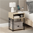Pemberly Row USB and Type-C Charging Port Open Storage Side Table Bauhaus Oak
