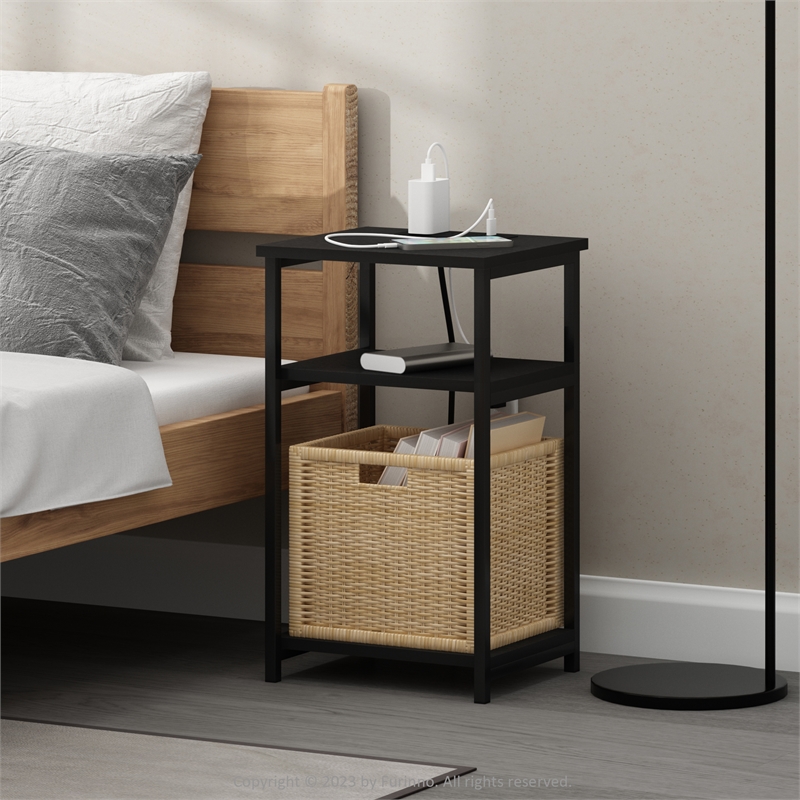 Pemberly Row 3-Tier USB and Type-C Charging Port Open Storage Side Americano