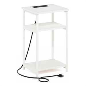 Pemberly Row 3-Tier USB and Type-C Charging Port Open Storage White