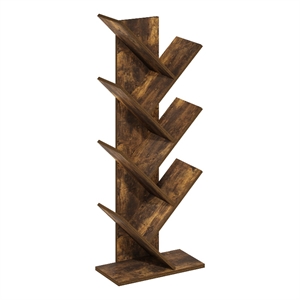 Pemberly Row Bookshelf 7-Tier Floor Standing Bookcase in Amber Pine