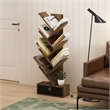 Pemberly Row Bookshelf 7-Tier Floor Standing Bookcase with Amber Pine/Black