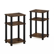 Pemberly Row 3-Tier Turn-N-Tube End Table in 2-Pack in Amber Pine/Black