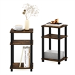 Pemberly Row 3-Tier Turn-N-Tube End Table in 2-Pack in Amber Pine/Black