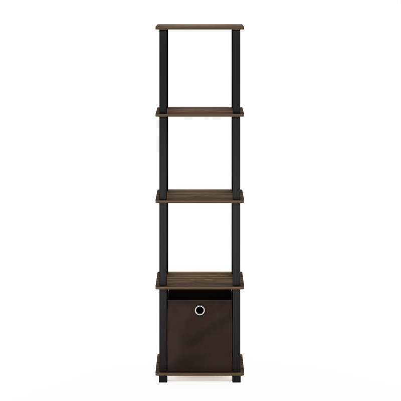 Pemberly Row Turn-N-Tube Wood 5-Tier Decorative Shelf in Columbia Walnut/Black