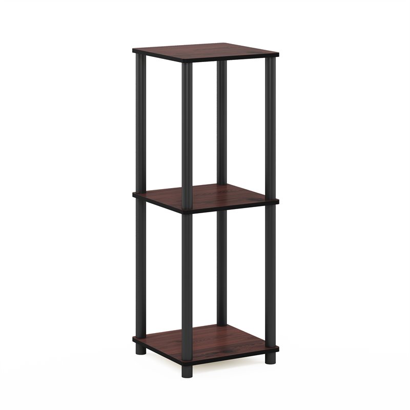 Pemberly Row Turn-N-Tube Wood End Table Corner Shelves - Cherry/Black (Set of 2)