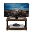Pemberly Row Turn-N-Tube No Tools 2-Tier Elevated TV Stands in Amber Pine/Black