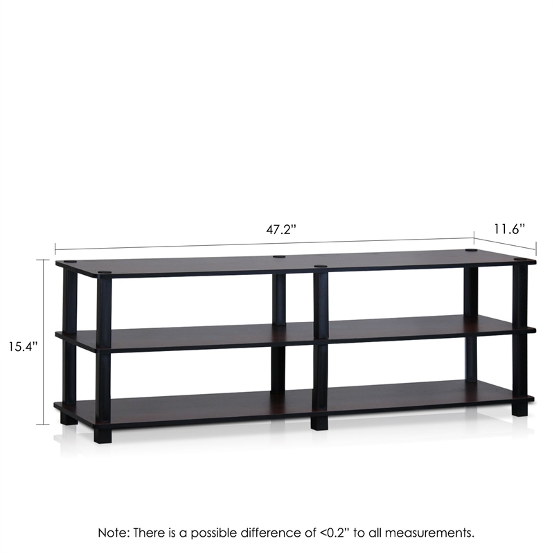 Pemberly Row Turn-S-Tube No Tools 3-Tier Entertainment Dark Cherry/Black