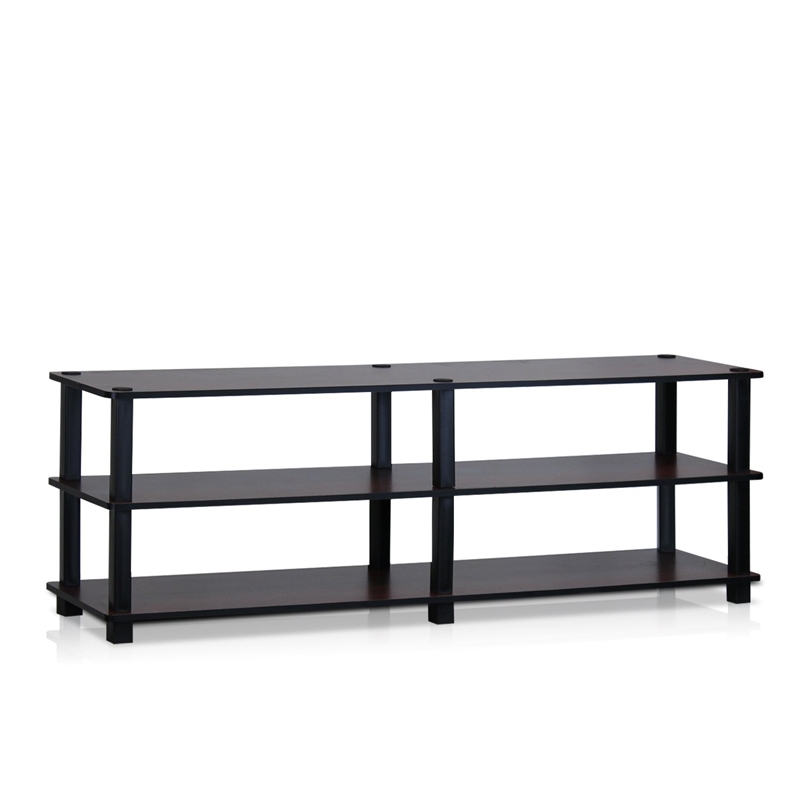 Pemberly Row Turn-S-Tube No Tools 3-Tier Entertainment Dark Cherry/Black