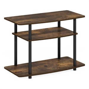 Pemberly Row Turn-N-Tube No Tools 3-Tier TV Stands in Amber Pine/Black