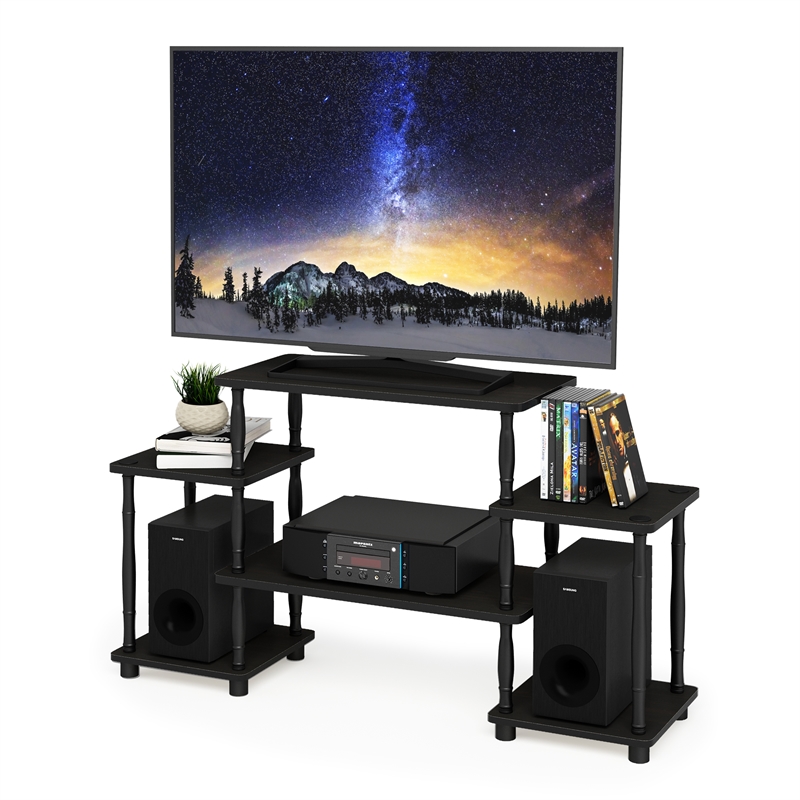 Pemberly Row Turn-N-Tube Entertainment Center with Bamboo Espresso/Black
