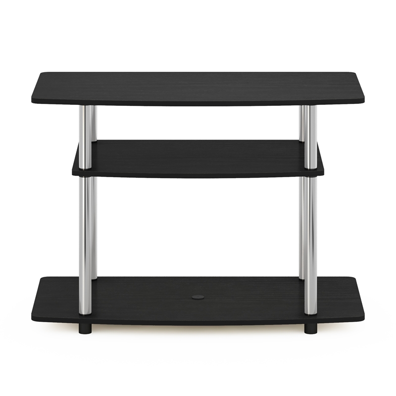 Pemberly Row Turn-N-Tube 3-Tier TV Stands in Americano Stainless Steel Tubes