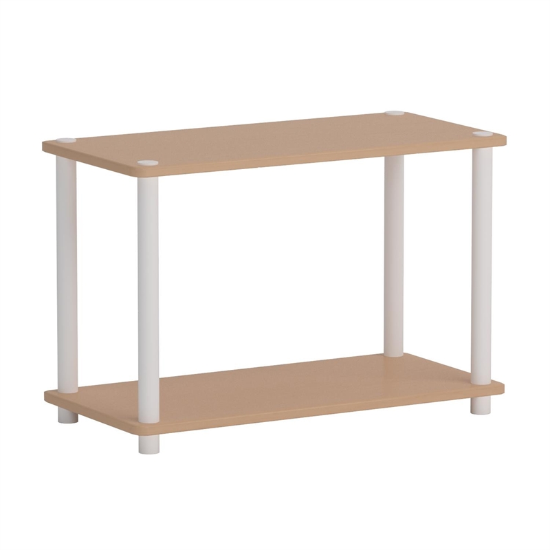 Pemberly Row Turn-N-Tube Wood 2-Tier Shelves End Table Set in Natural (Set of 2)