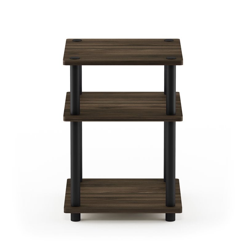 Pemberly Row Turn-N-Tube Wood Multipurpose Shelf in Columbia Walnut/Black