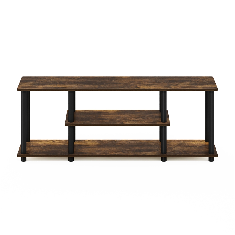 Pemberly Row Turn-N-Tube 3D 3-Tier Entertainment TV Stands Amber Pine/Black