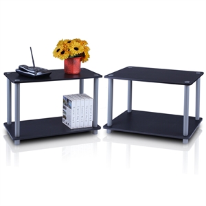 Pemberly Row Turn-N-Tube 2-Tier Shelves/End Tables Set in 2 Pcs Set