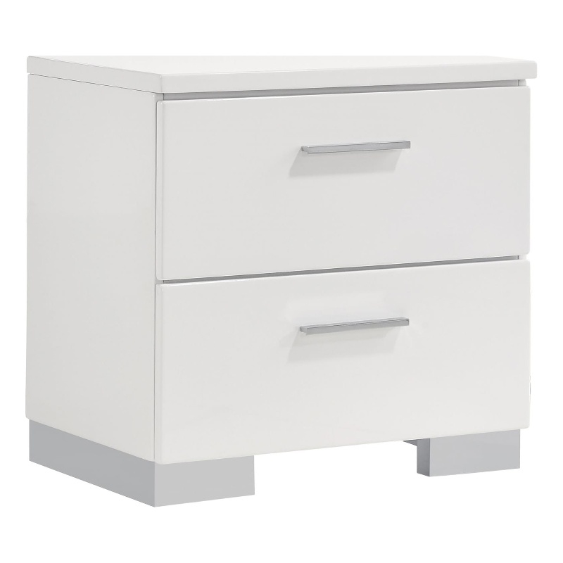 Pemberly Row Set of 2 Wood 2-Drawer Nightstand & 5-Drawer Chest in White
