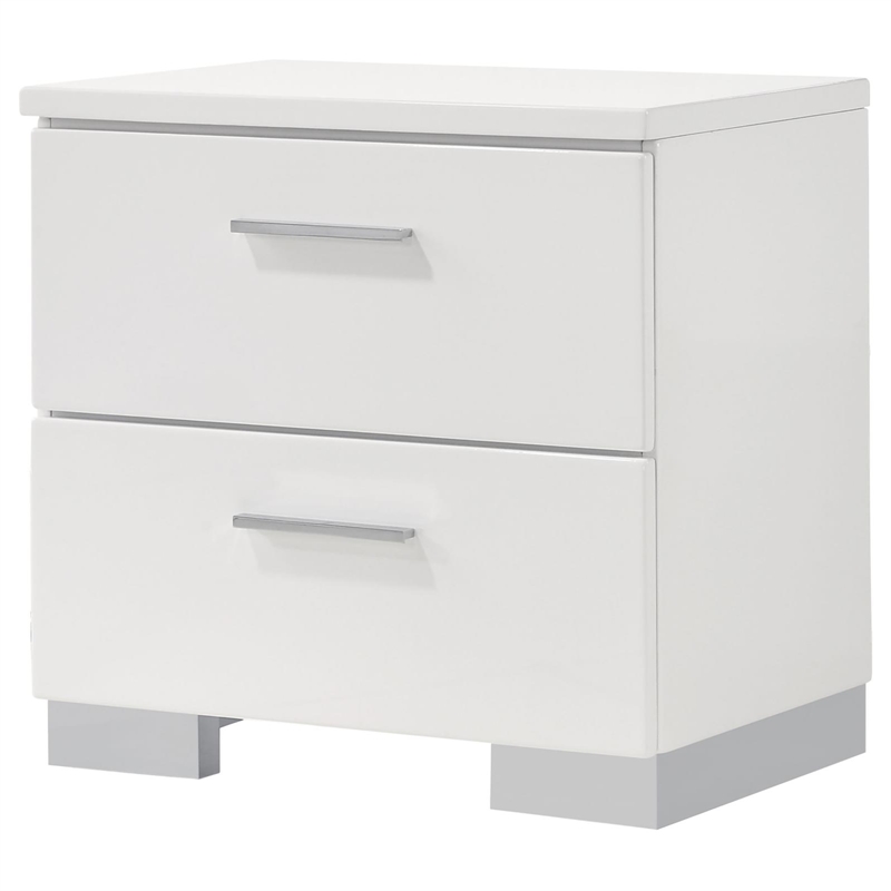 Pemberly Row Set of 2 Wood 2-Drawer Nightstand & 5-Drawer Chest in White