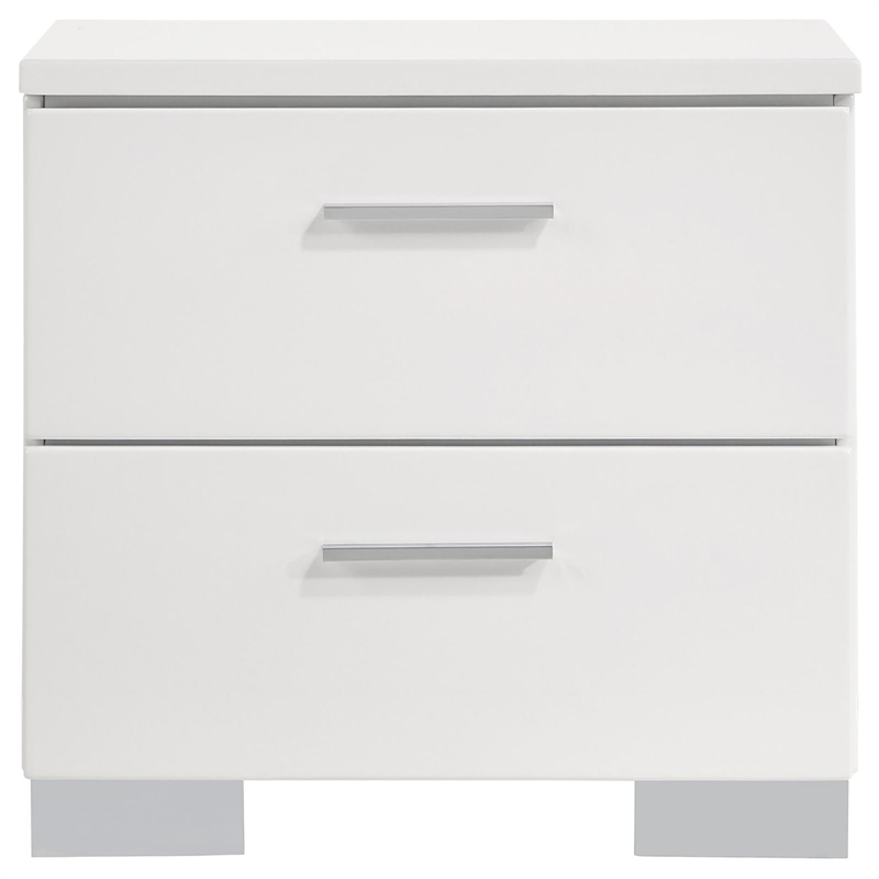 Pemberly Row Set of 2 Wood 2-Drawer Nightstand & 5-Drawer Chest in White