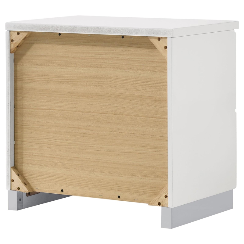 Pemberly Row Set of 2 Wood 2-Drawer Nightstand & 5-Drawer Chest in White