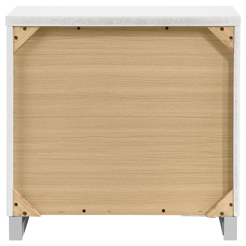 Pemberly Row Set of 2 Wood 2-Drawer Nightstand & 5-Drawer Chest in White