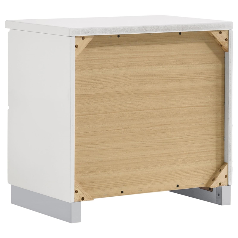 Pemberly Row Set of 2 Wood 2-Drawer Nightstand & 5-Drawer Chest in White