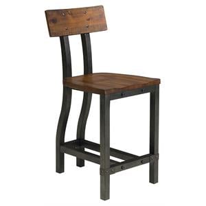 Pemberly Row Wood Counter Height Dining Chairs in Rustic Brown (Set of 2)