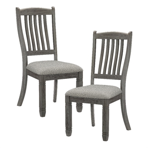 Pemberly Row Pine Wood Dining Room Side Chair in Antique Gray (Set of 2)