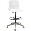 Pemberly Row Contemporary Plastic Mobile Drafting Stool in White