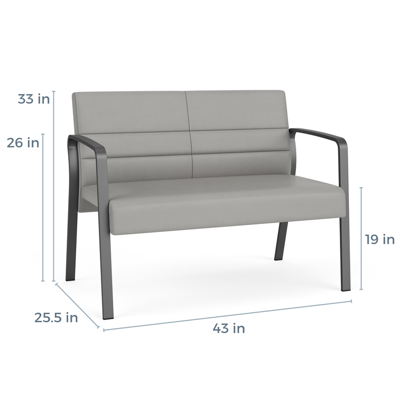 Pemberly Row Reception Waiting Room Healthcare Loveseat in Black