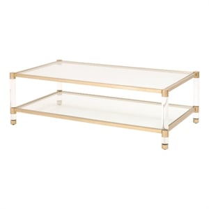Pemberly Row Transitional Nouveau Metal Coffee Table in Brass