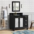 Pemberly Row Solid Wood Vanity with Left Rectangle Sink in Gray/Black Galaxy