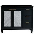 Pemberly Row Solid Wood Vanity with Left Rectangle Sink in Gray/Black Galaxy