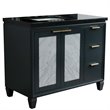 Pemberly Row Solid Wood Vanity with Left Rectangle Sink in Gray/Black Galaxy