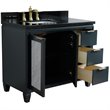 Pemberly Row Solid Wood Vanity with Left Rectangle Sink in Gray/Black Galaxy