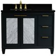 Pemberly Row Solid Wood Vanity with Left Rectangle Sink in Gray/Black Galaxy