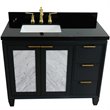Pemberly Row Solid Wood Vanity with Left Rectangle Sink in Gray/Black Galaxy